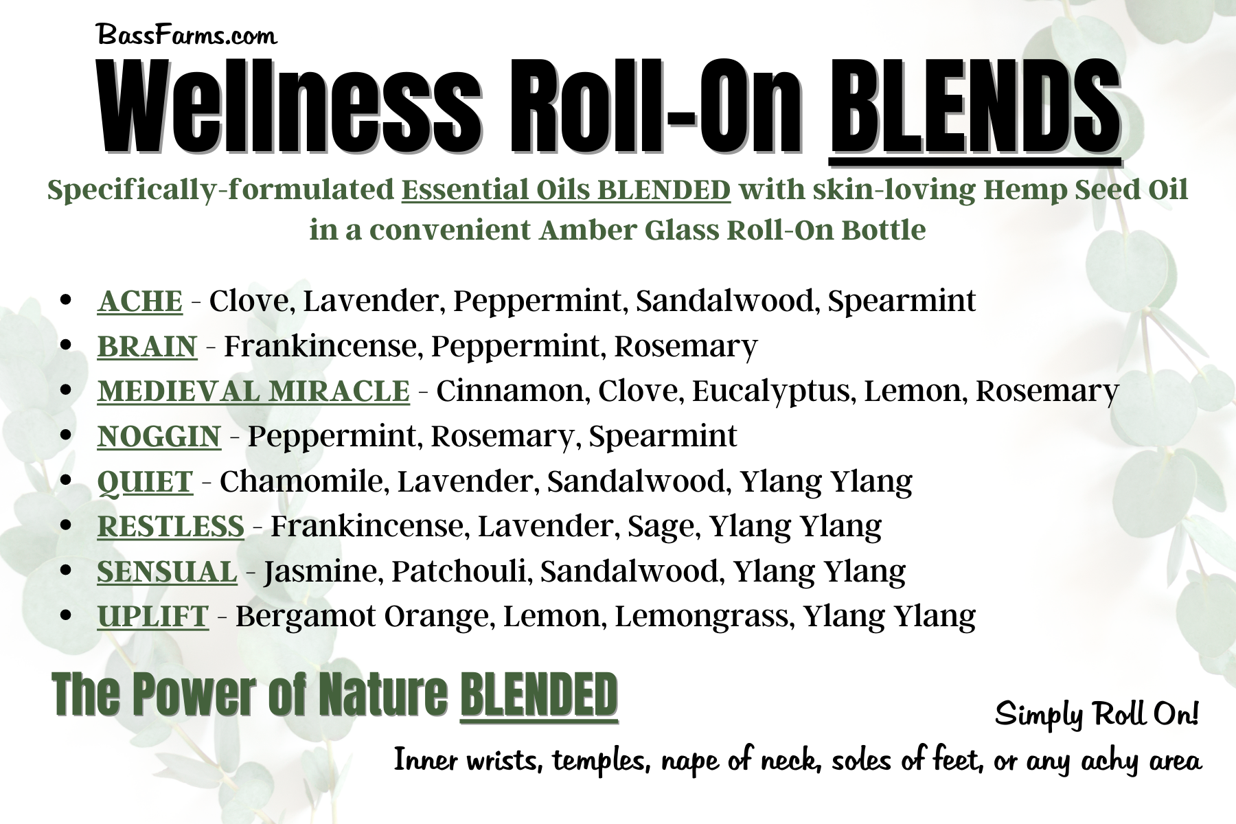 Wellness Roll-On Oil BLENDS – Bass Farms, LLC